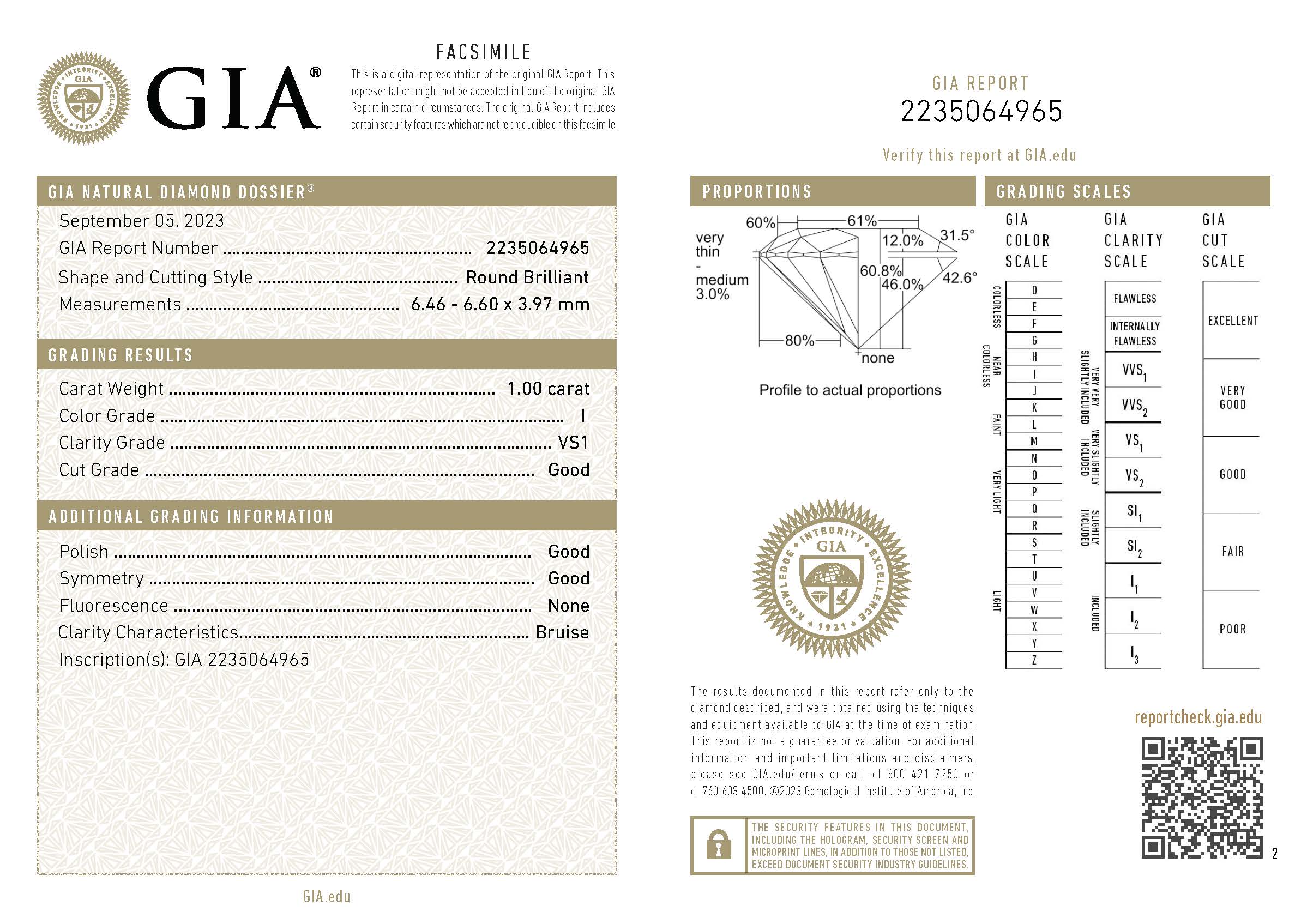 GIA Certified 1 Carat Diamond Platinum Engagement Ring