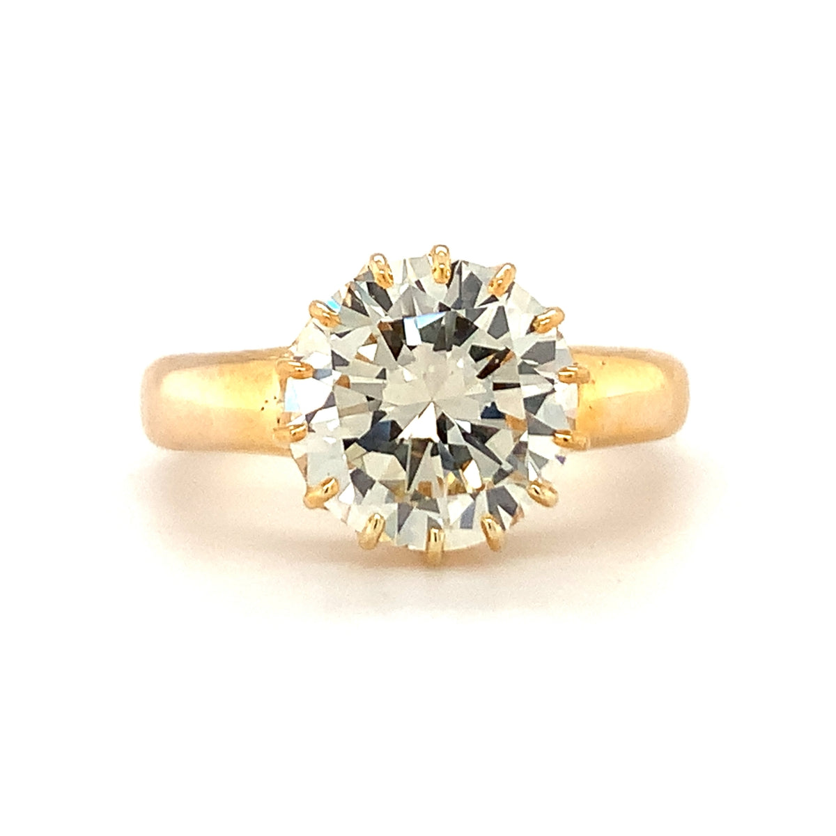 Gia Certified 3.32 Carat Diamond Engagement Ring in Yellow Gold, circa 1960s