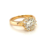 Gia Certified 3.32 Carat Diamond Engagement Ring in Yellow Gold, circa 1960s