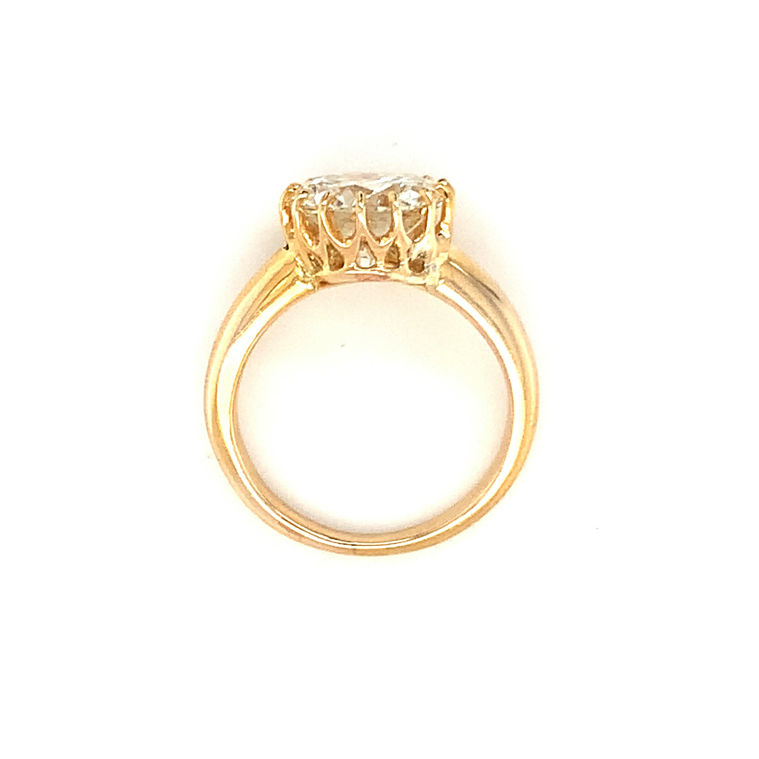Gia Certified 3.32 Carat Diamond Engagement Ring in Yellow Gold, circa 1960s