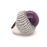 Gia Certified 78.67 Carat Star Ruby and Diamond Bombe 14K White Gold Ring