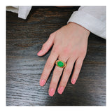 Green Jade 18K Yellow Gold Ring, circa 1970s