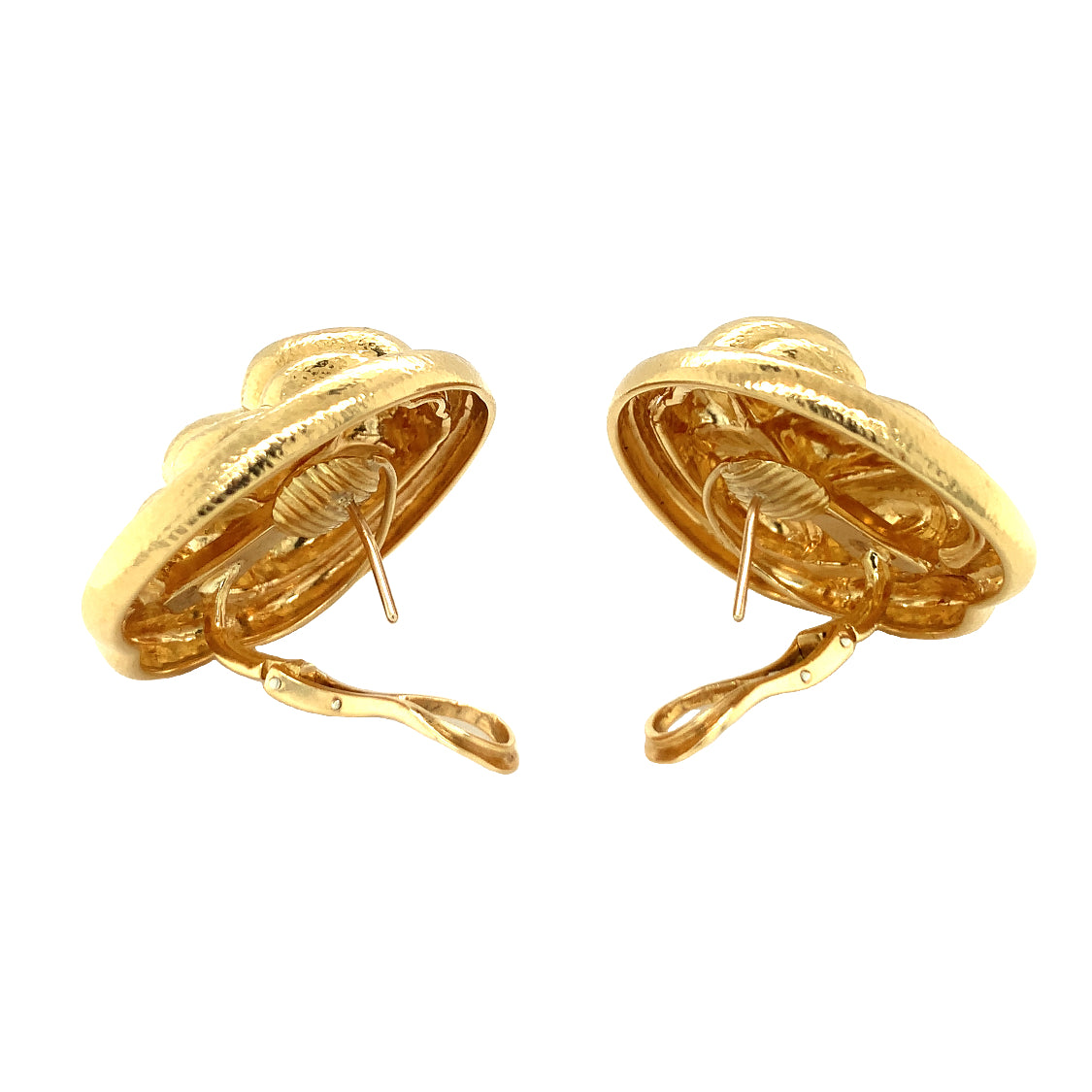 Hammered 18k Yellow Gold Earrings, circa 1960s