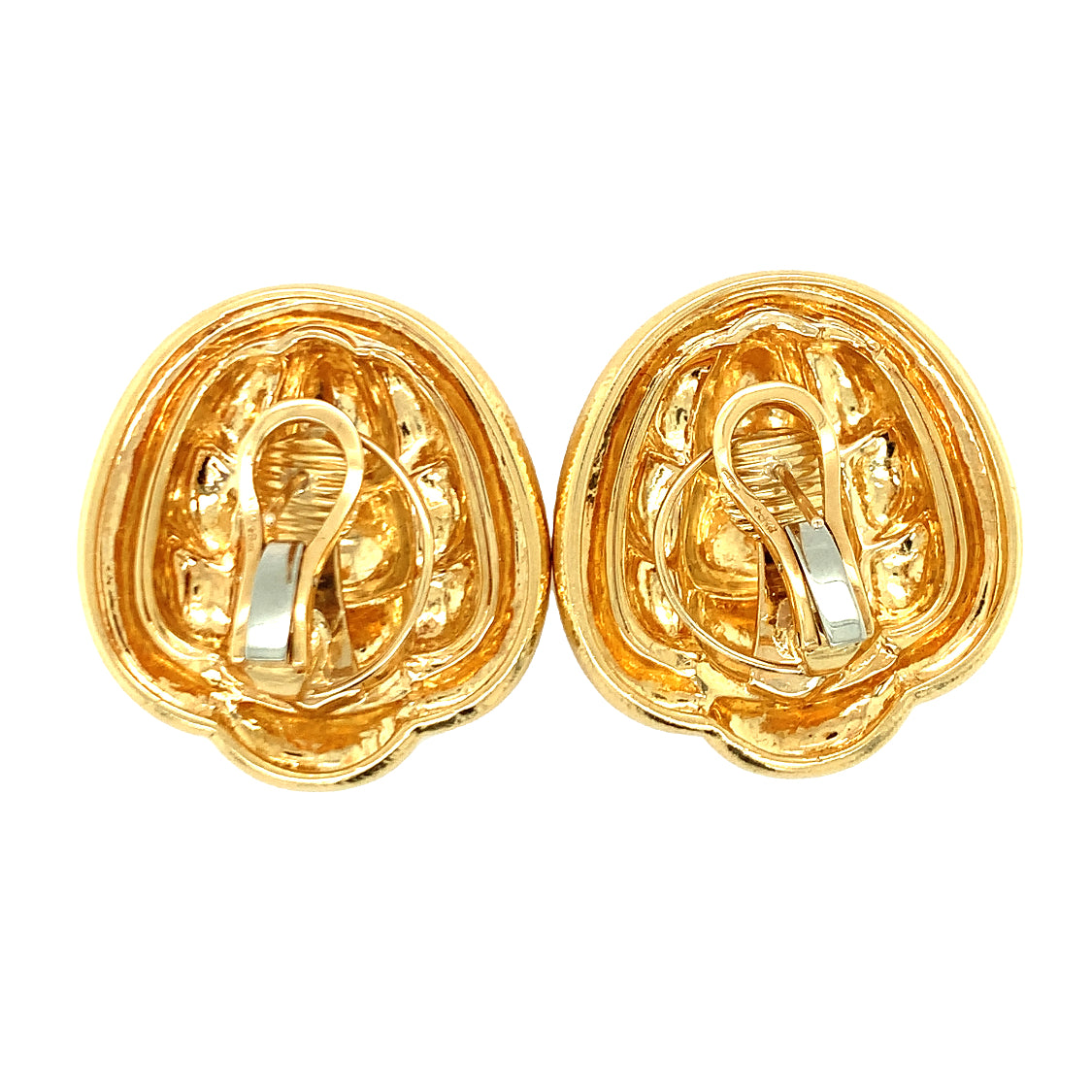 Hammered 18k Yellow Gold Earrings, circa 1960s