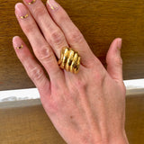 Hammered Finish 18K Yellow Gold Ring