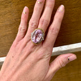 Kunzite and Diamond 18K Yellow Gold and Platinum Ring, circa 1960s