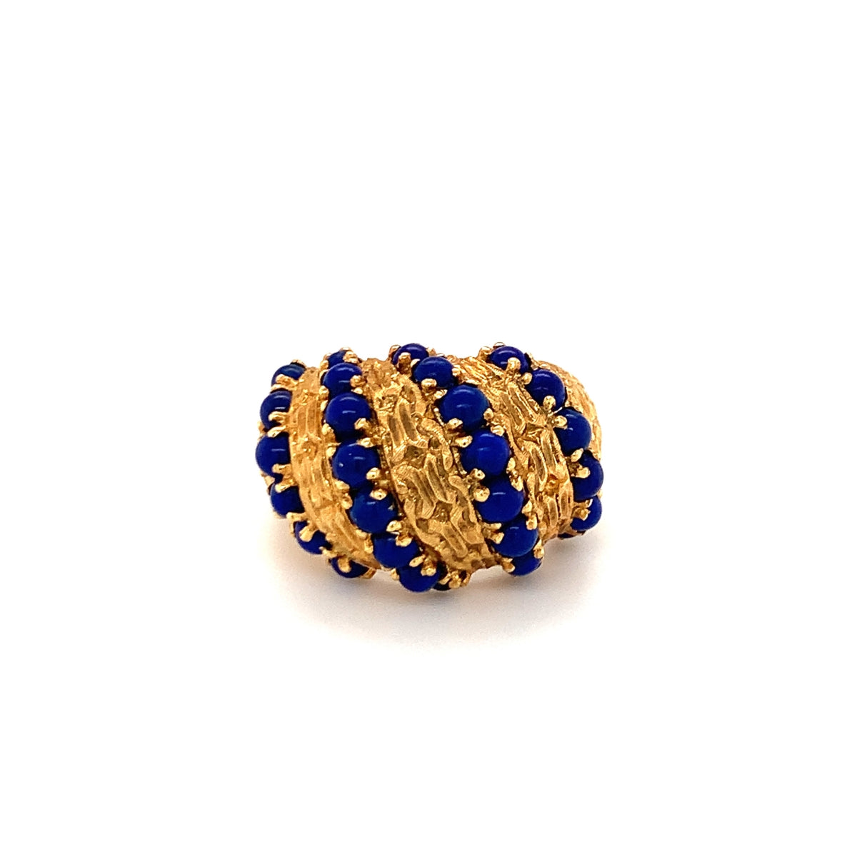 Lapis Lazuli Dome 18K Yellow Gold Ring, circa 1970s