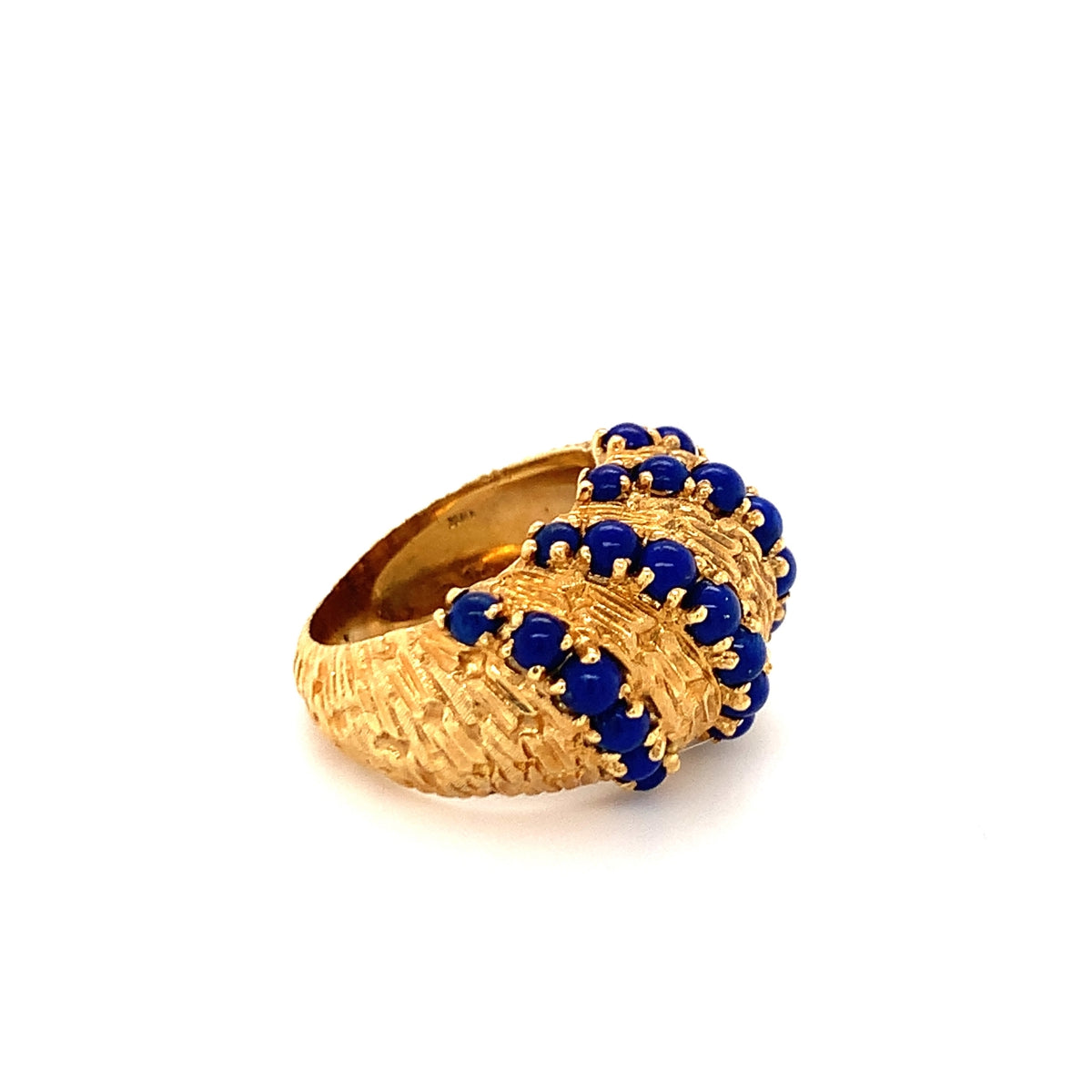 Lapis Lazuli Dome 18K Yellow Gold Ring, circa 1970s
