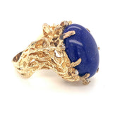 Lapis Lazuli and Diamond 14K Yellow Gold Ring, circa 1960s