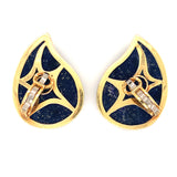 Lapis Lazuli and Diamond 18k Yellow Gold Earrings, circa 1970s