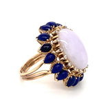 Lavender Jade, Lapis Lazuli and Diamond Yellow Gold Cocktail Ring, circa 1960s