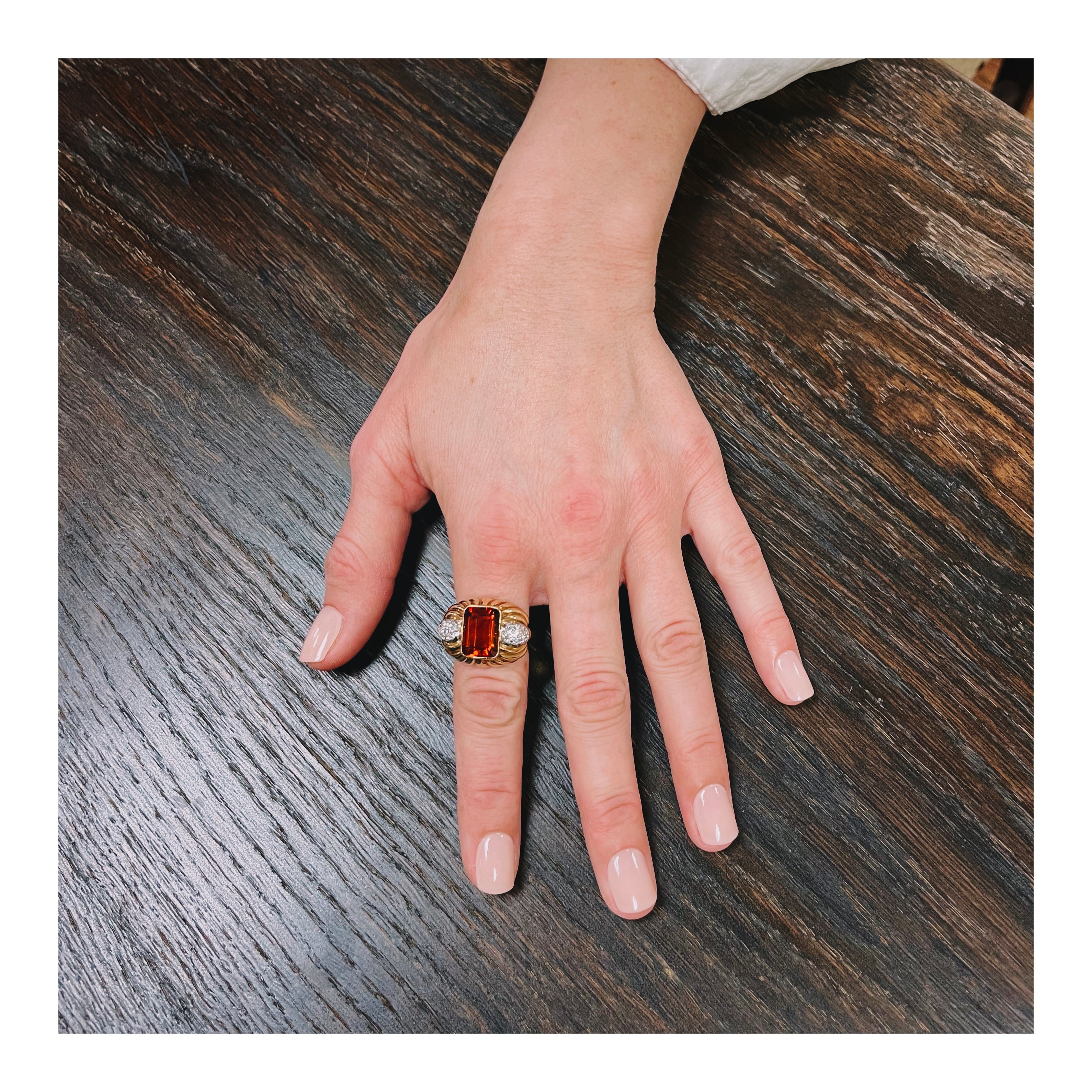 Madeira Citrine Ring in 18K Yellow Gold, circa 1940s