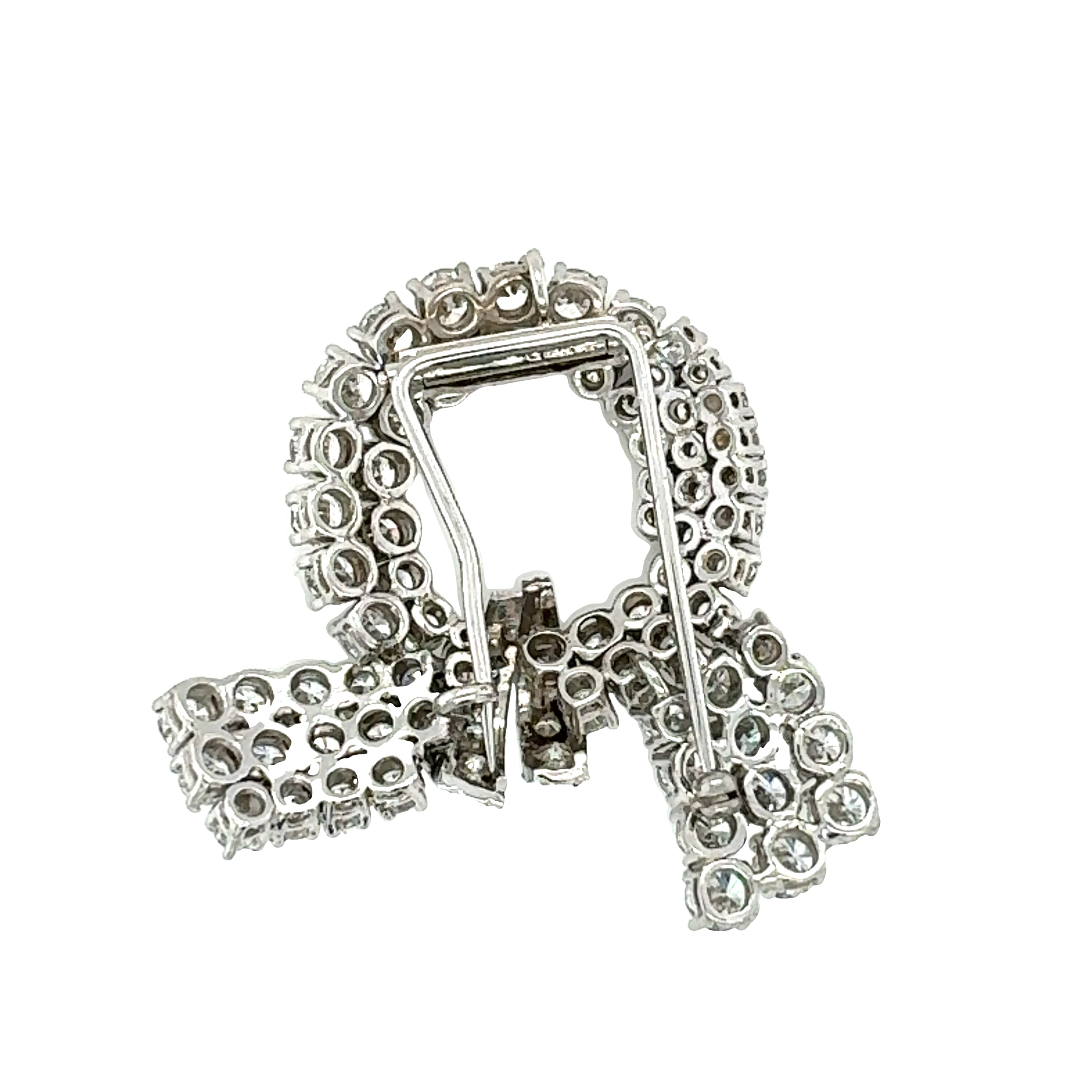 Mid-Century 14K White Gold Diamond Pendant / Brooch