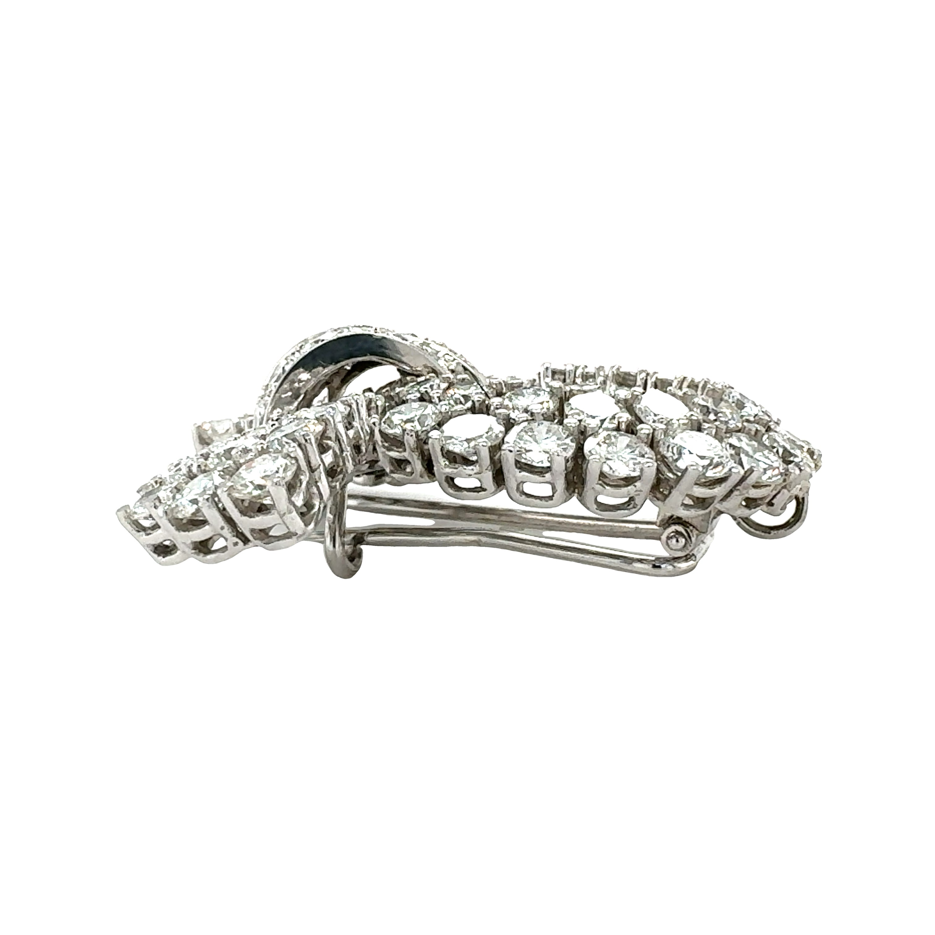 Mid-Century 14K White Gold Diamond Pendant / Brooch