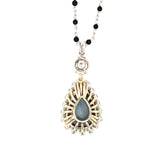 Mid-Century Black Opal and Diamond 18K White Gold Pendant