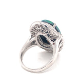 Mid-Century Black Opal and Diamond Ring in Platinum, circa 1950s