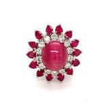 Mid-Century Cat's Eye Tourmaline White Gold Cocktail Ring