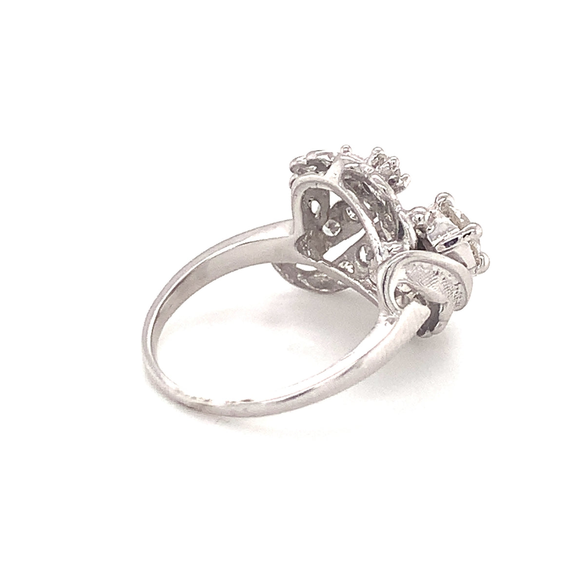 Mid-Century Diamond Cluster 14K White Gold Ring, circa 1950s