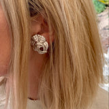 Mid-Century Pave Diamond 18k White Gold Earrings, circa 1950s