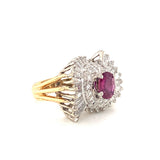 Mid-Century Ruby and Diamond Gold Ring, circa 1950s