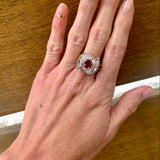 Mid-Century Ruby and Diamond Gold Ring, circa 1950s