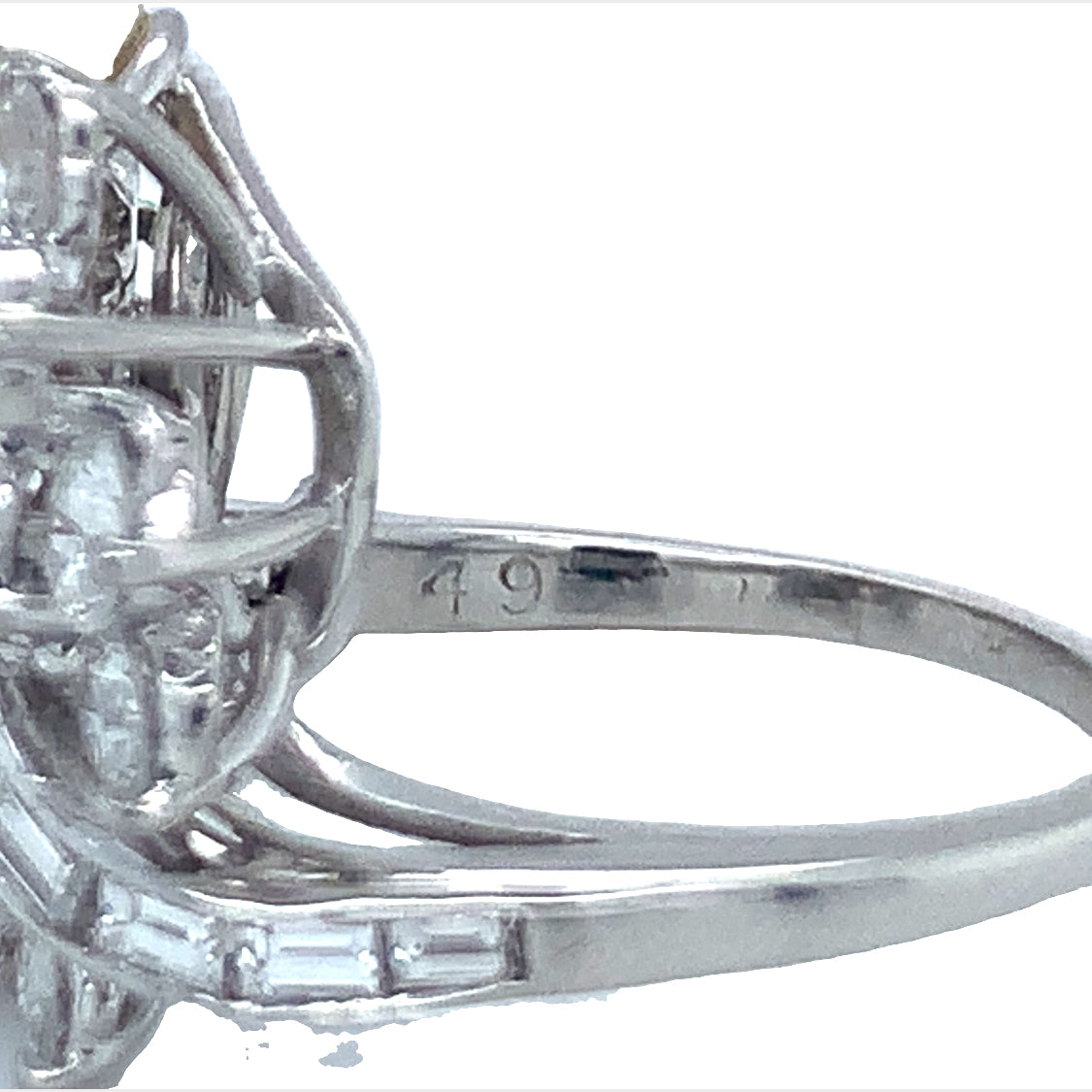Mid-Century South Sea Pearl and Diamond Platinum Ring