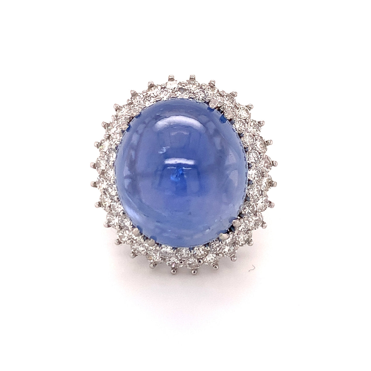 Mid-Century Star Sapphire and Diamond Platinum Ring, circa 1950s