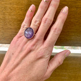 Mid-century Purple Star Sapphire 18K White Gold Ring, circa 1950s
