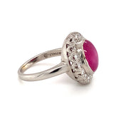 Mid-century Star Ruby and Diamond Palladium Ring, circa 1950s