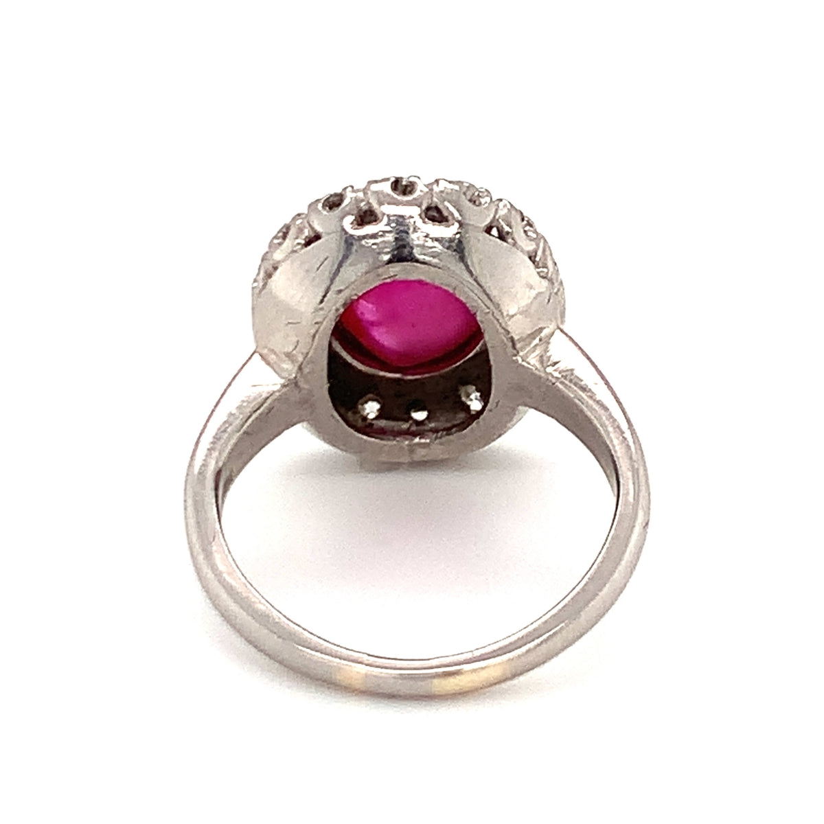 Mid-century Star Ruby and Diamond Palladium Ring, circa 1950s