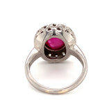 Mid-century Star Ruby and Diamond Palladium Ring, circa 1950s