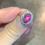 Mid-century Star Ruby and Diamond Palladium Ring, circa 1950s