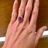 Mid-century Star Ruby and Diamond Palladium Ring, circa 1950s