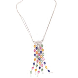 Multi-Color Sapphire and Diamond 18K White Gold Pendant, circa 1980s