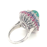 Multi-Gem Bombe Form Platinum Ring, circa 1960s