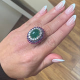 Multi-Gem Bombe Form Platinum Ring, circa 1960s