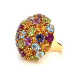 Multi-Gem Bombe Ring in 18K Yellow Gold, circa 1960s