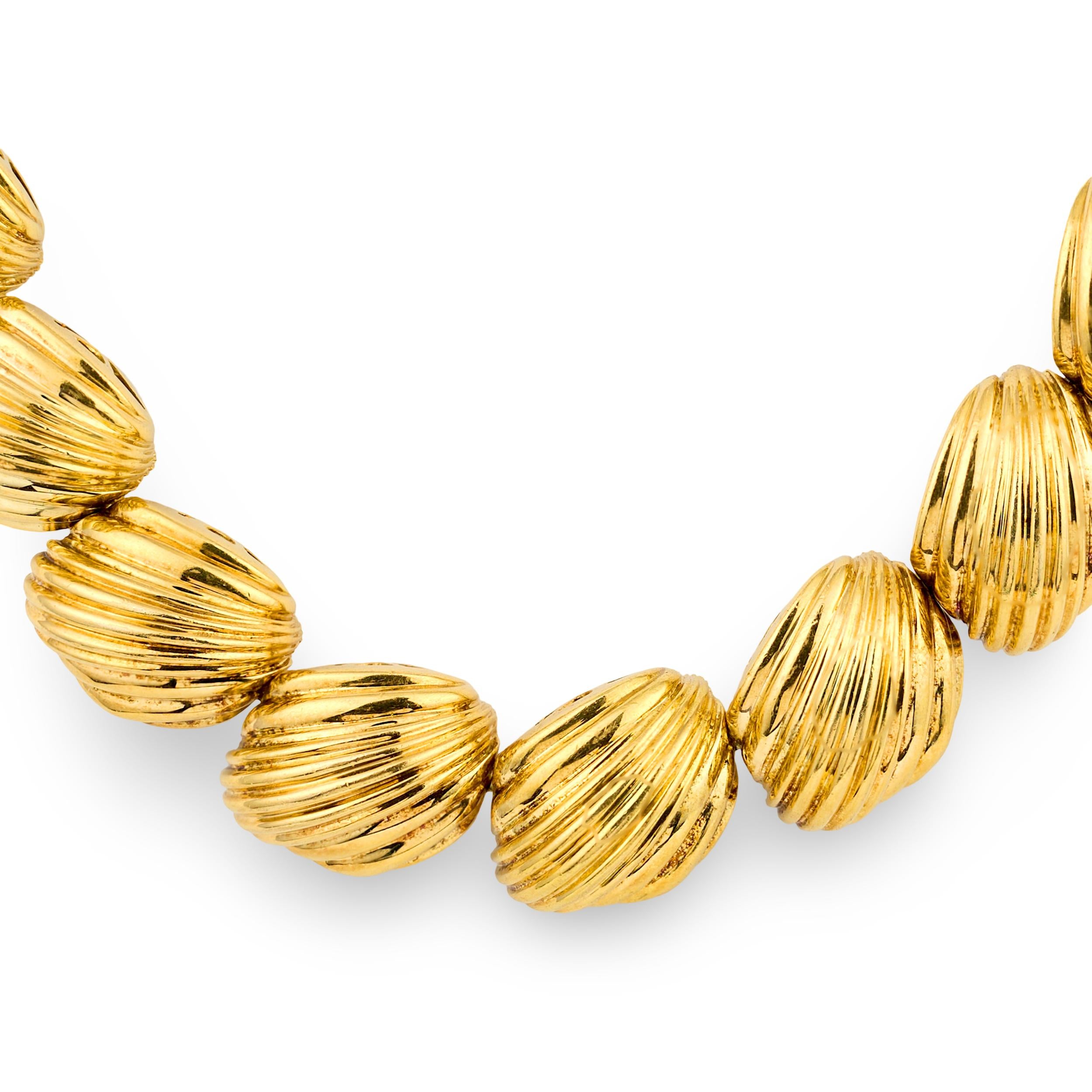 Shell Link 18K Yellow Gold Necklace by Hammerman Brothers