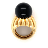 Onyx Bead 18K Yellow Gold Ring, circa 1970s
