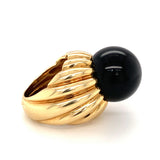 Onyx Bead 18K Yellow Gold Ring, circa 1970s