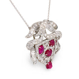 Art Deco Carved Ruby and Diamond Platinum Pendant