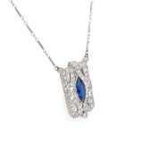 Art Deco Platinum Sapphire and Diamond Pendant