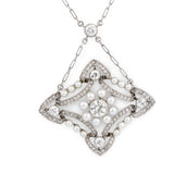 Art Deco Diamond and Pearl Platinum Pendant