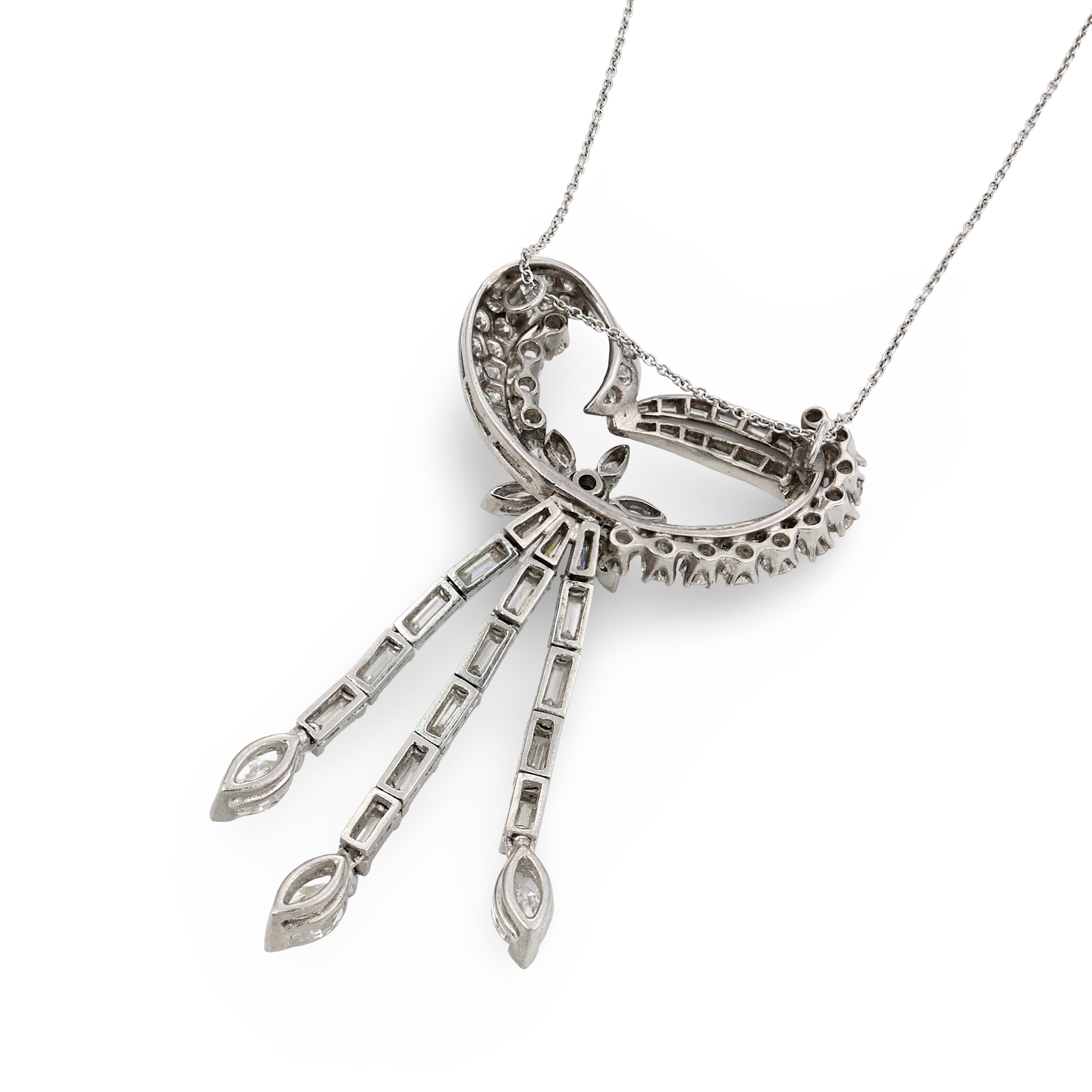 Diamond Platinum Pendant, circa 1950s
