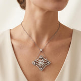 Art Deco Diamond and Pearl Platinum Pendant, Circa 1930s