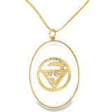 18K YELLOW GOLD CRYSTAL QUARTZ "PISCES" ZODIAC SIGN PENDANT