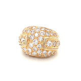 Pave Diamond Bombe 14K Yellow Gold Ring, circa 1970s