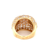 Pave Diamond Bombe 14K Yellow Gold Ring, circa 1970s