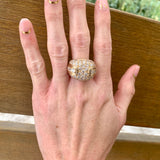 Pave Diamond Bombe 14K Yellow Gold Ring, circa 1970s