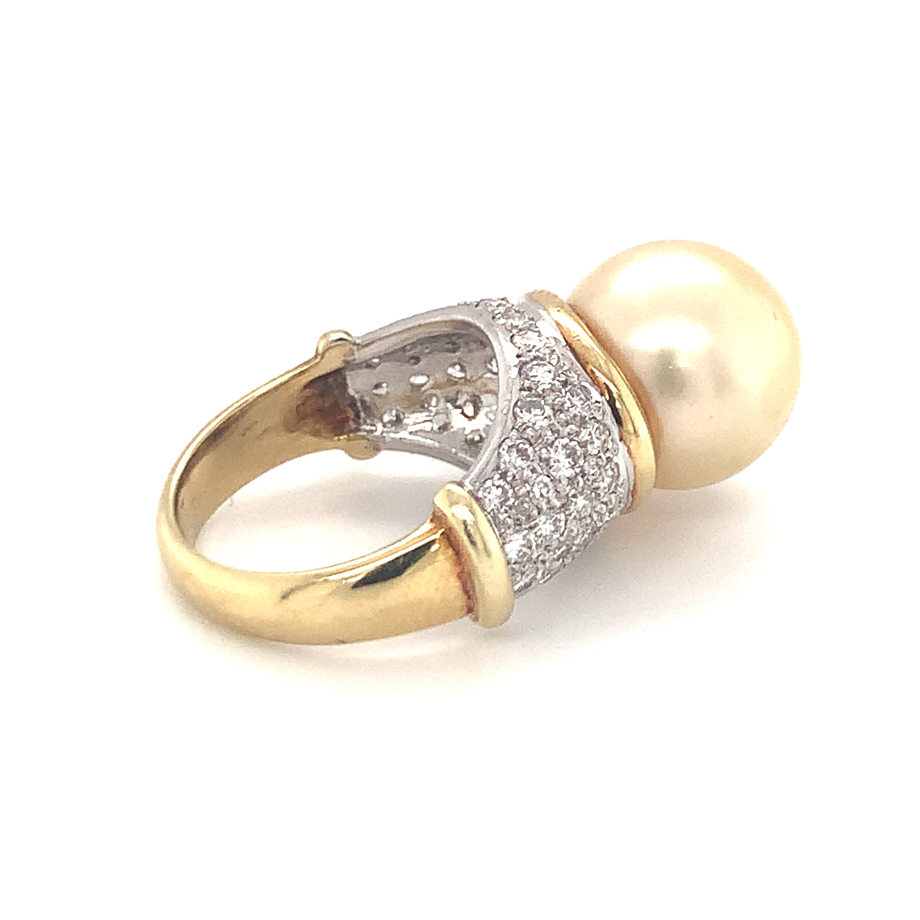 Pearl and Diamond 18K Yellow Gold Ring